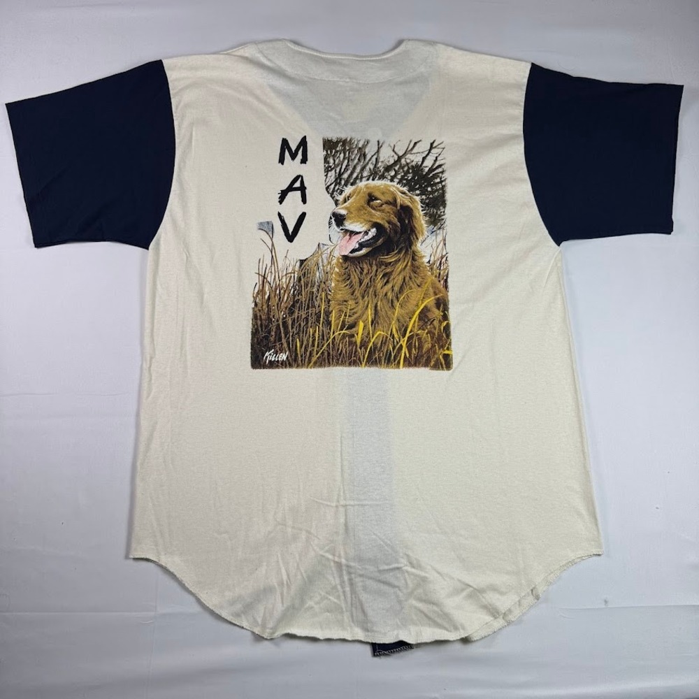 Badger Sportswear Vintage 90s Baseball Jersey Golden Retriever Dog XL Made USA